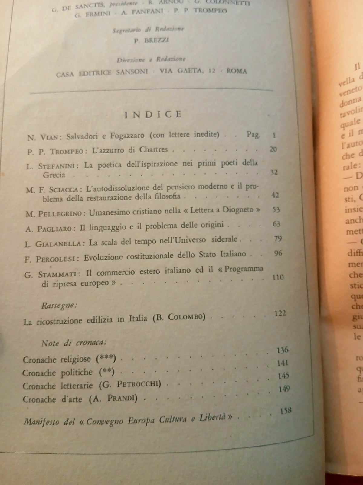 Quaderni di Roma Rivista Bimestrale 1948 fasc. 1-2 Gaetano de Sanctis