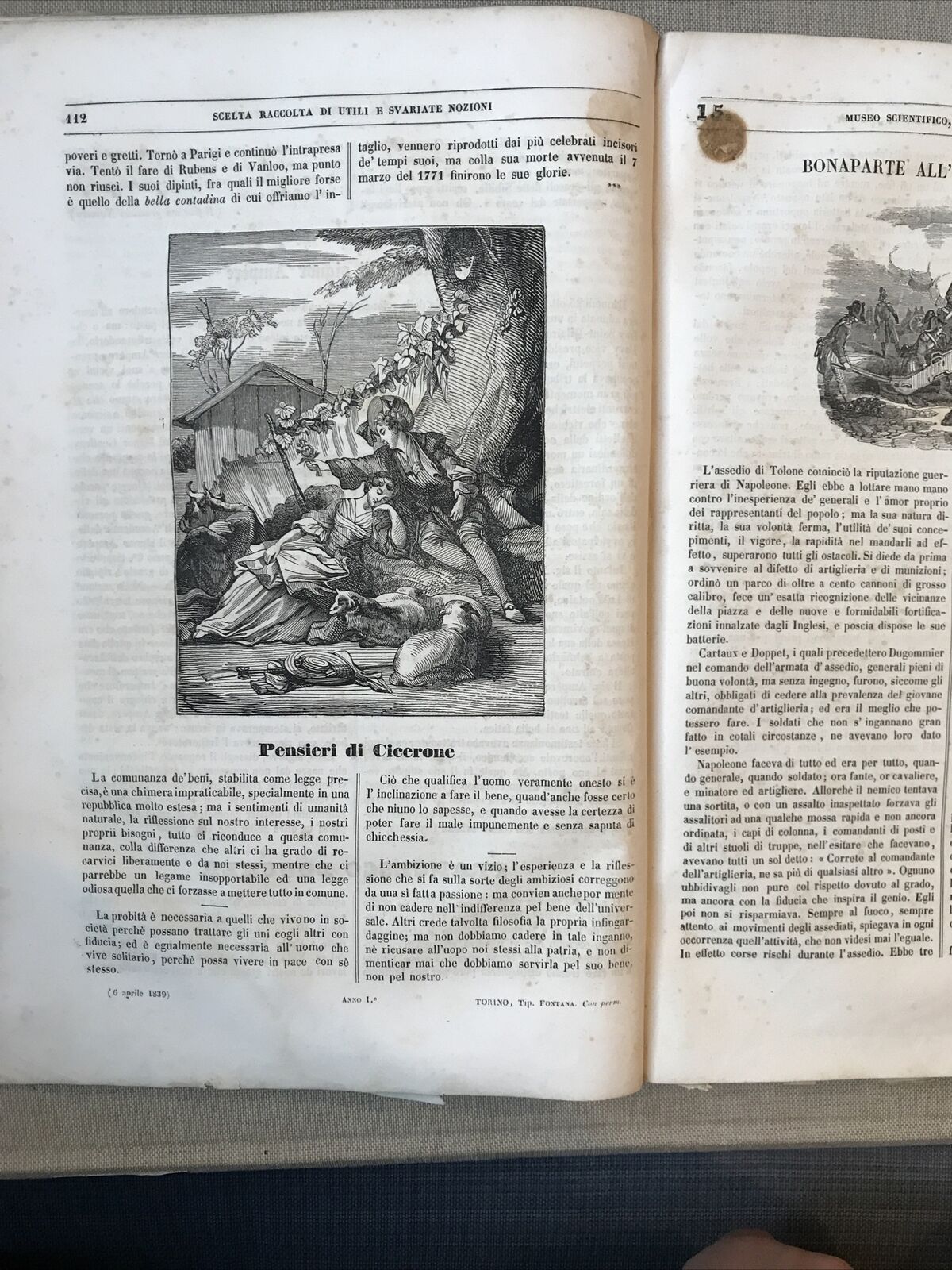 MUSEO SCIENTIFICO LETTERARIO ED ARTISTICO, Luigi Cicconi  - Anno primo 1839