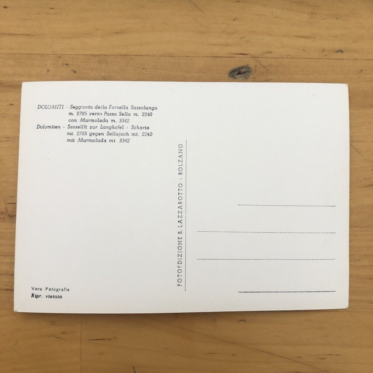 Cartolina DOLOMITI - SEGGIOVIA DELLA FORCELLA SASSOLUNGO  non viaggiata