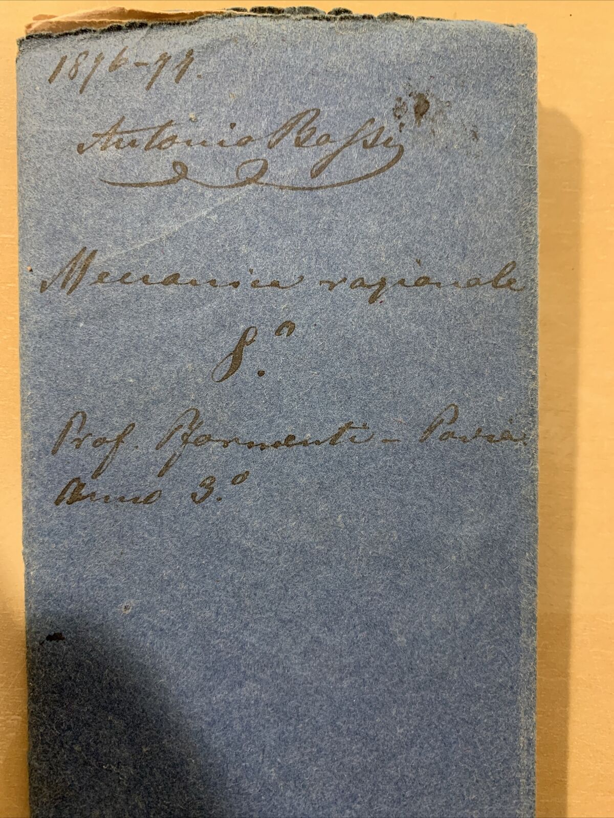 Antico Manoscritto Università di Pavia 1876, Meccanica Razionale, Carlo Formenti