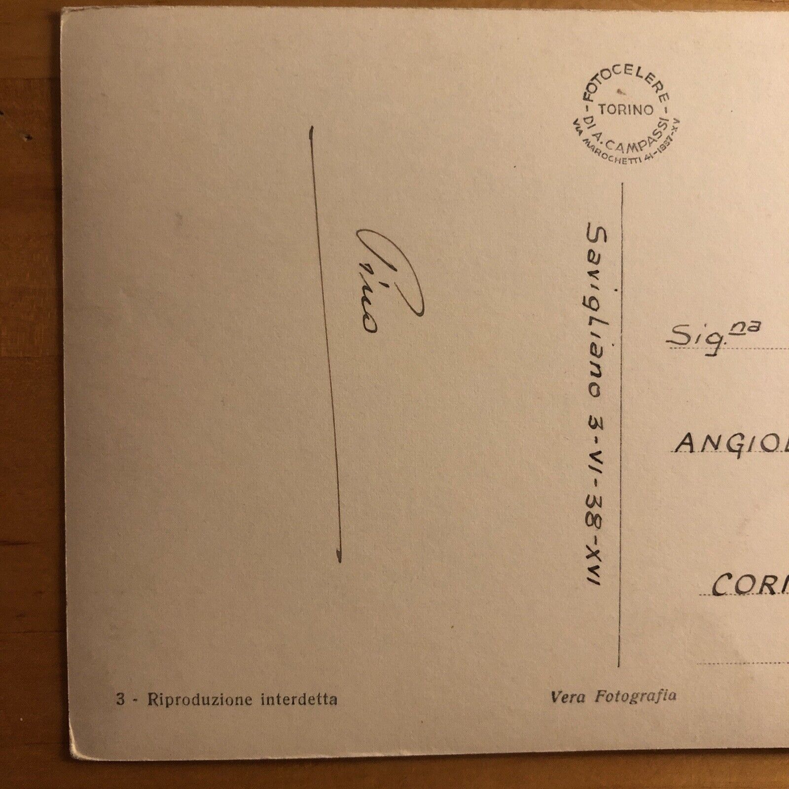 Cartolina SAVIGLIANO 1938  - VIAGGIATA
