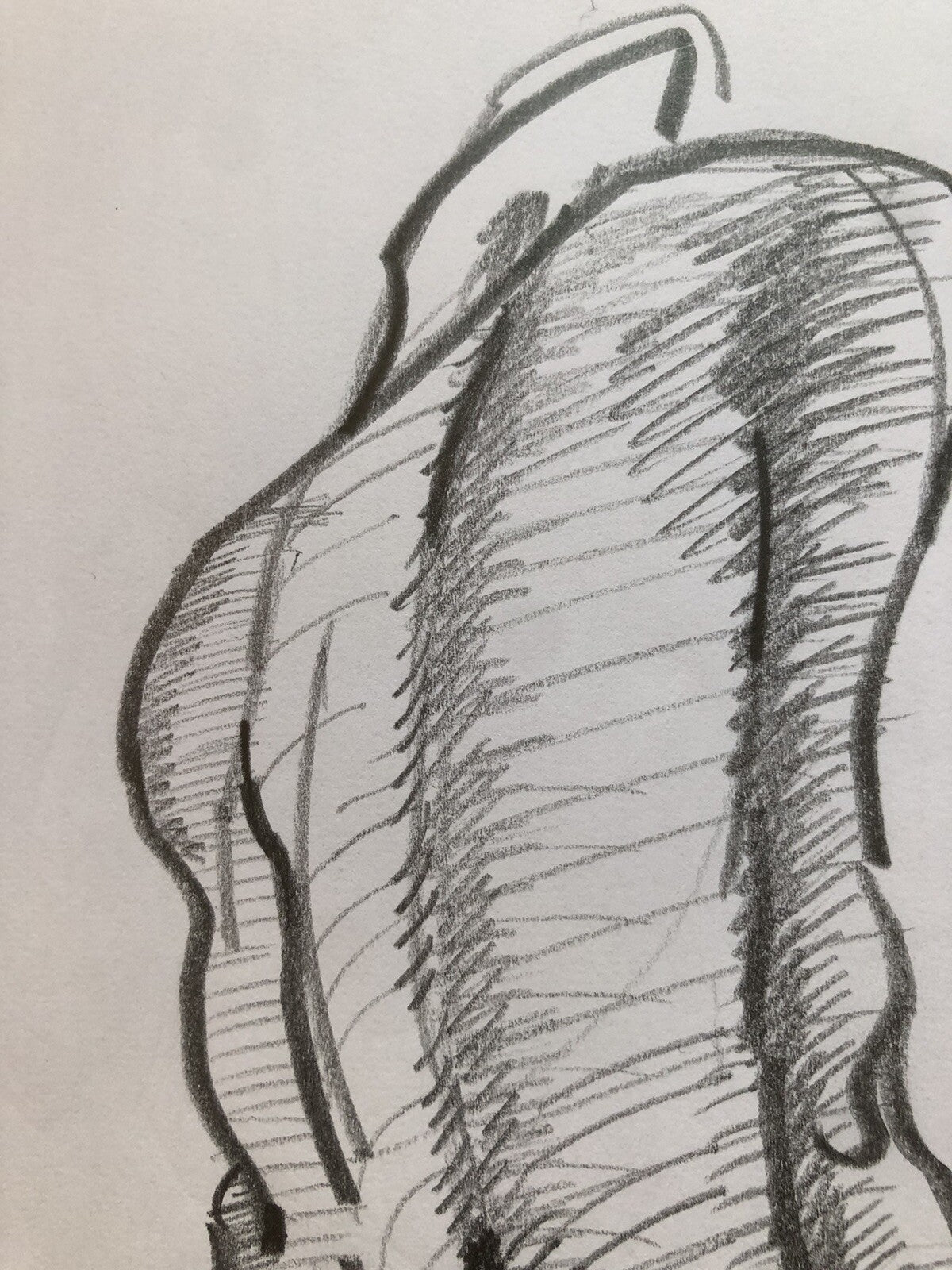 Disegno matita studio maschile, astratto Schizzo bozzetto a mano 30x21cm