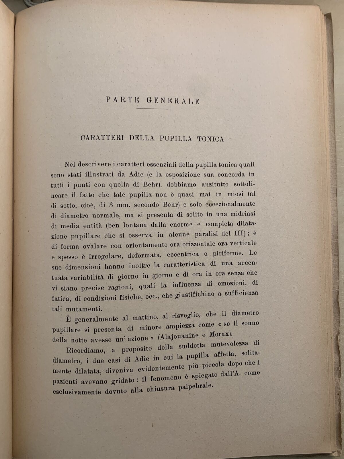LA PUPILLOTONIA - GIULIO MORONE 1949, ATTUALITÀ OFTALMOLOGICHE.