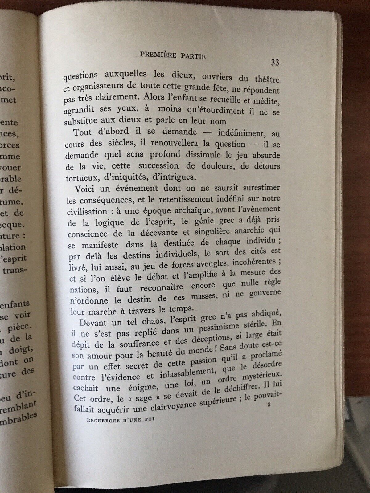 RECHERCHE D'UNE FOI, Roger Godel, les belles lettres 1940