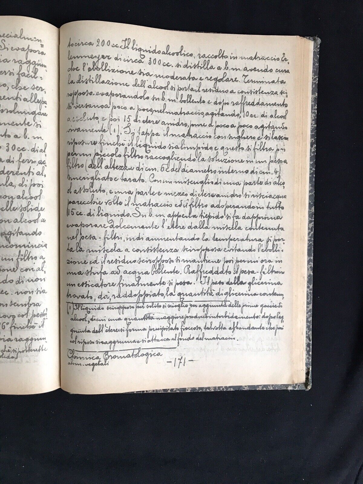Lezioni di Chimica Bromatologica del dott. Mario Raffo, Università Bologna 1912