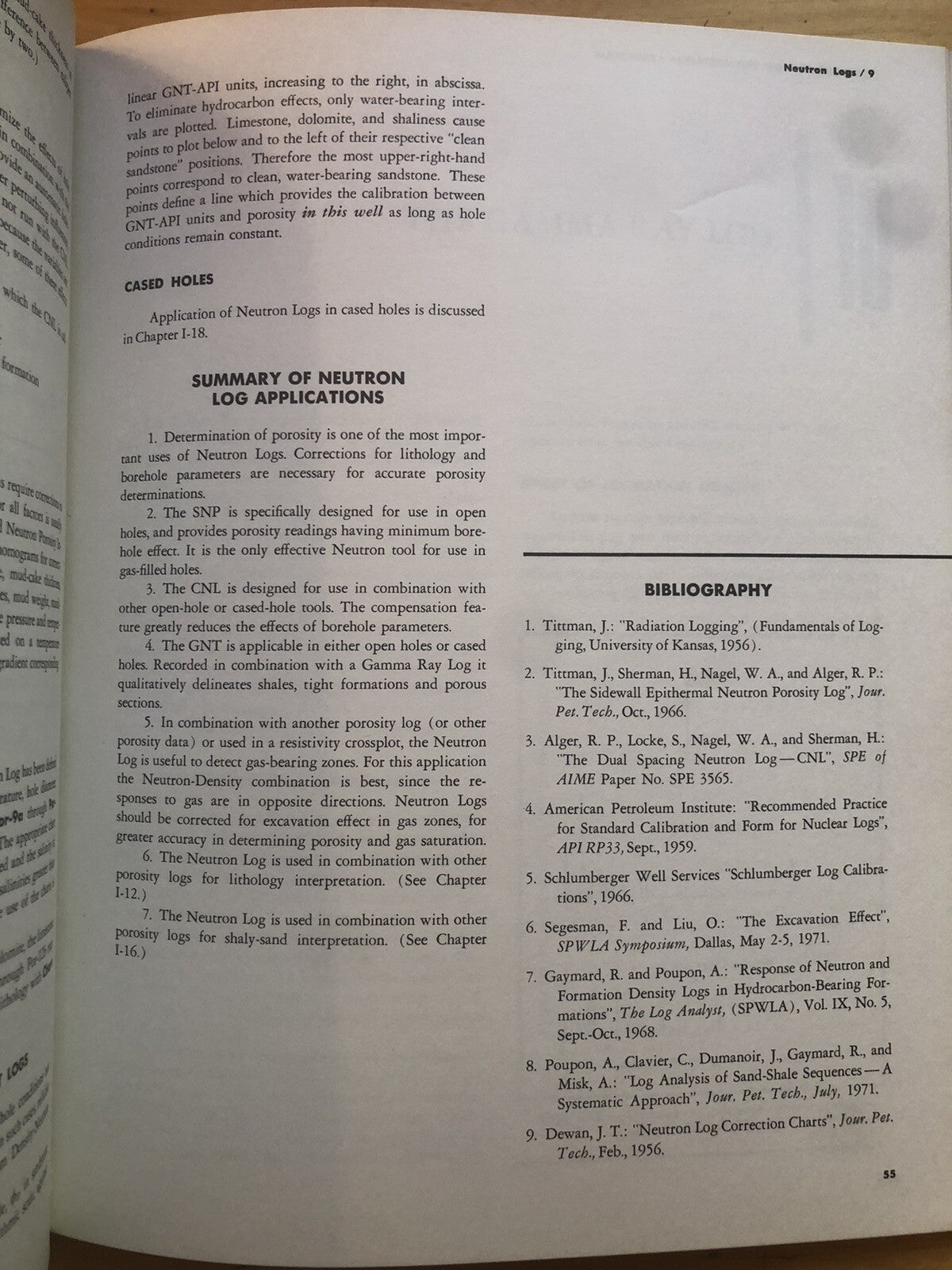 Schlumberger log interpretation - volume 1, principles 1972 edition, New York