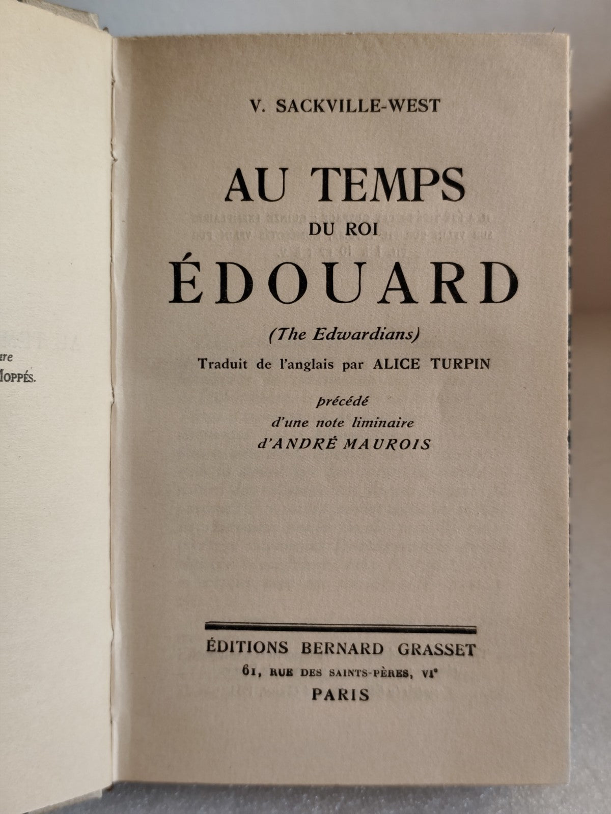 Au temps du Roi Edouard - V. Sackville-West. Bernard Grasset 1933