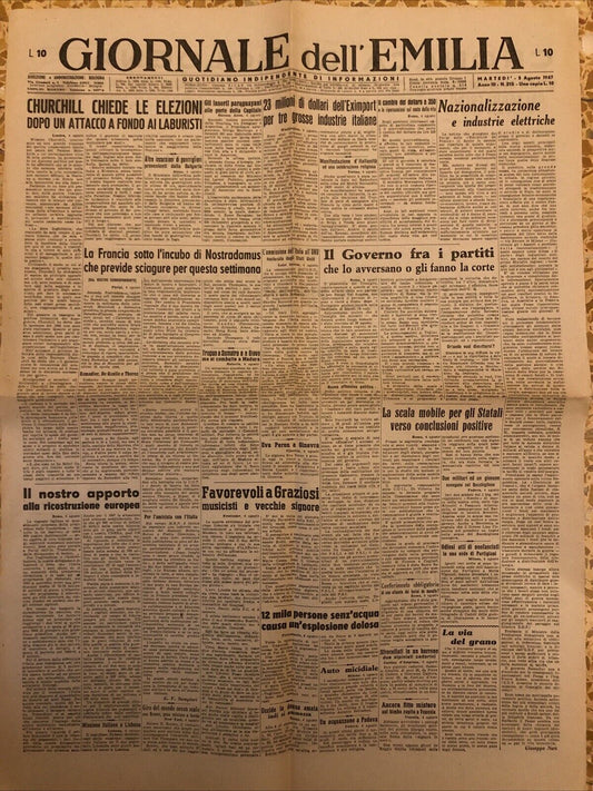 Il Giornale dell'Emilia 5 agosto 1947 - Cronaca di Bologna