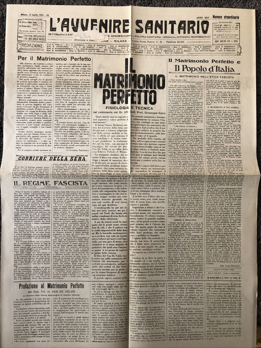 L'AVVENIRE SANITARIO - GIORNALE 1931