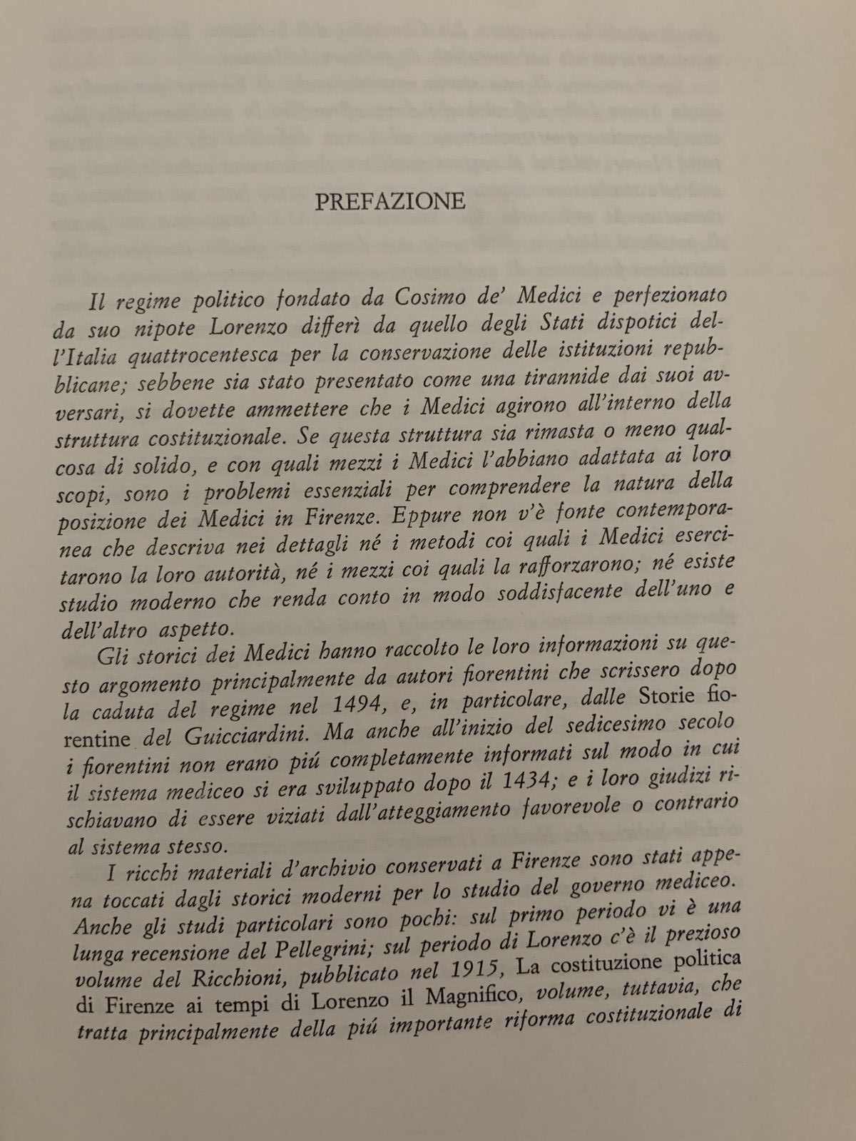Il Governo di Firenze sotto i Medici 1434-1494 Nicolai Rubinstein 1ª ediz. 1971