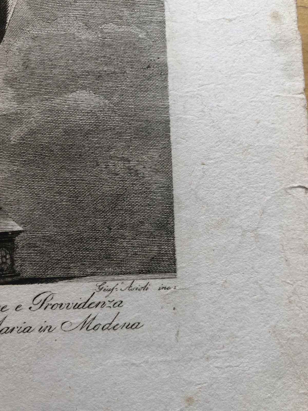Incisione Asioli Giuseppe SSma Vergine S. Maria in Modena 1820 circa