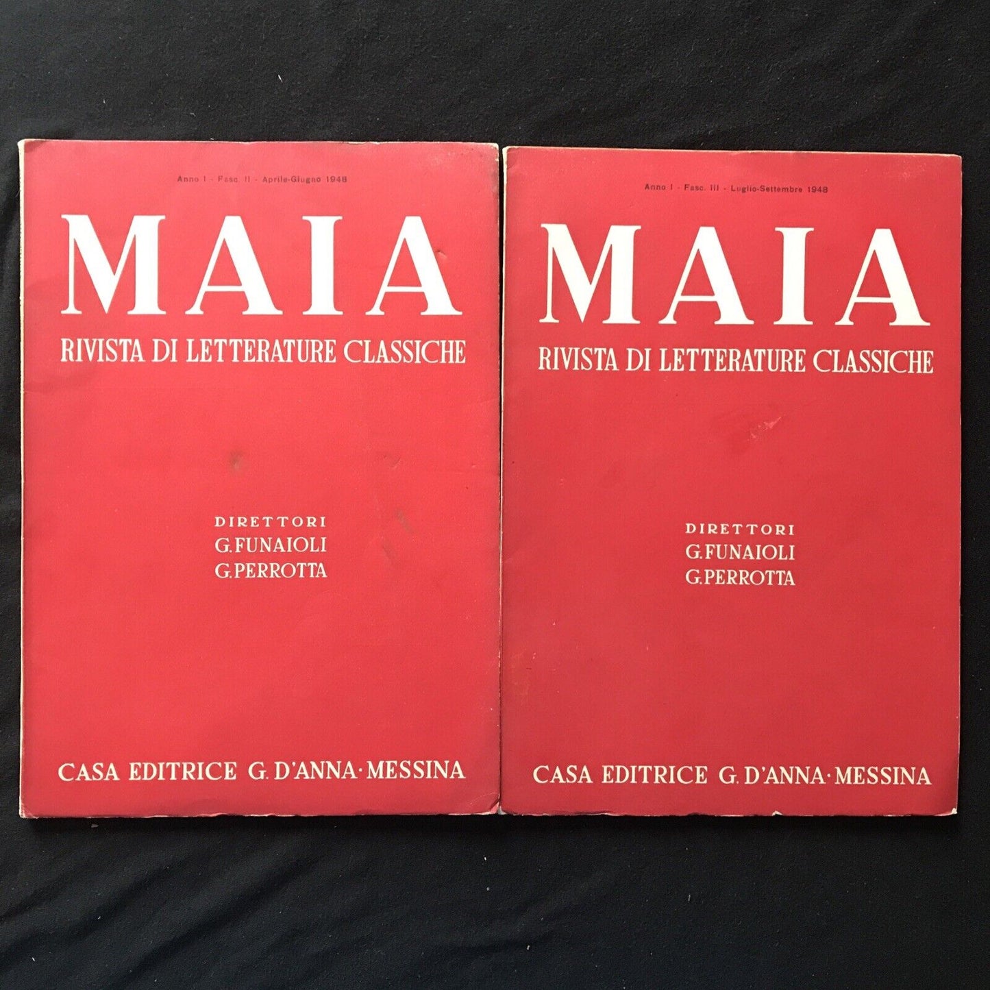 MAIA rivista letterature classiche, G. Funaioli, G. Perrotta, 1948 - 2 fascicoli