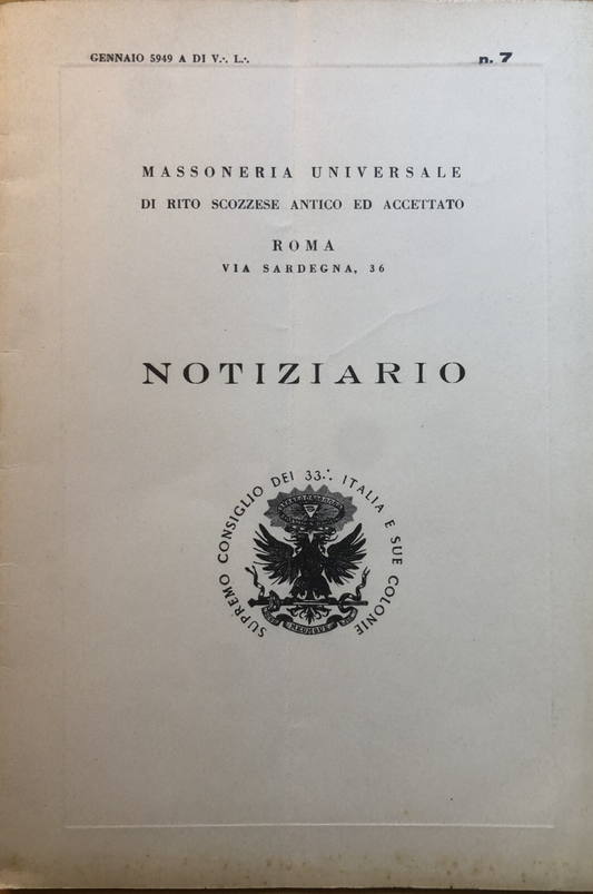 Massoneria Universale di rito scozzese - Notiziario, n. 7 - 1949