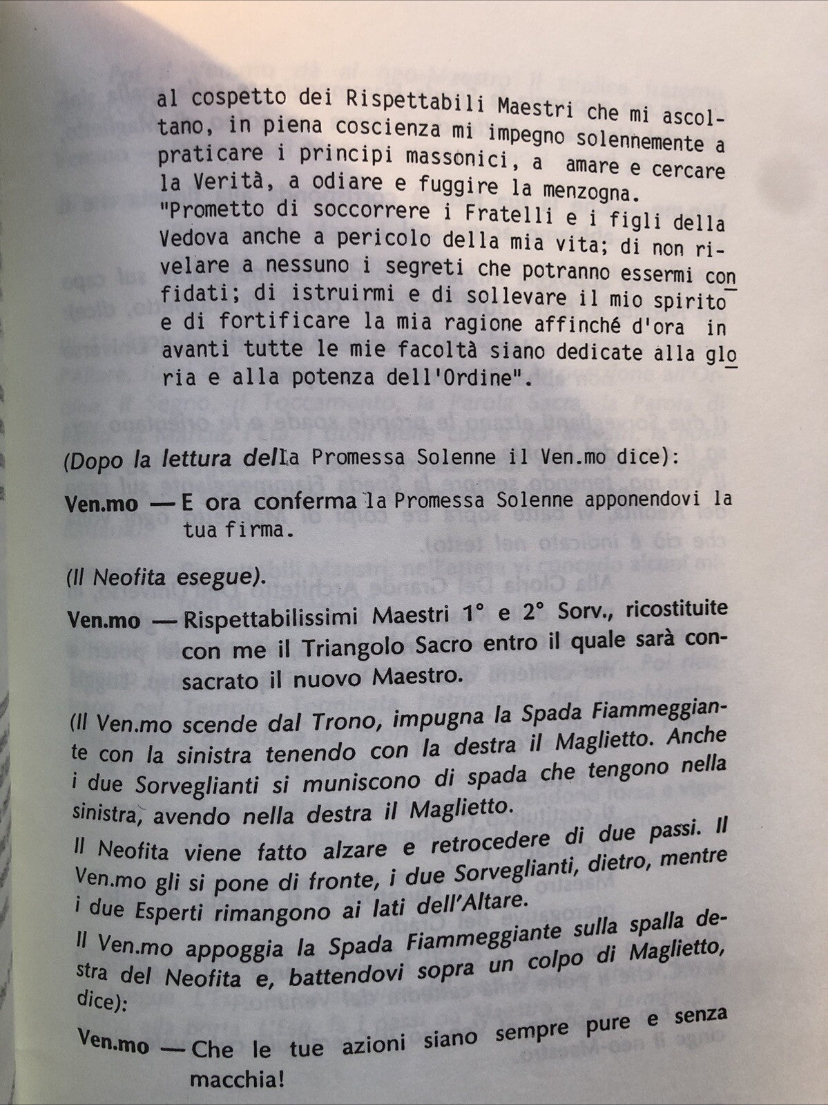 Rituale del terzo grado di Maestro libero muratore Massoneria Italiana 1992