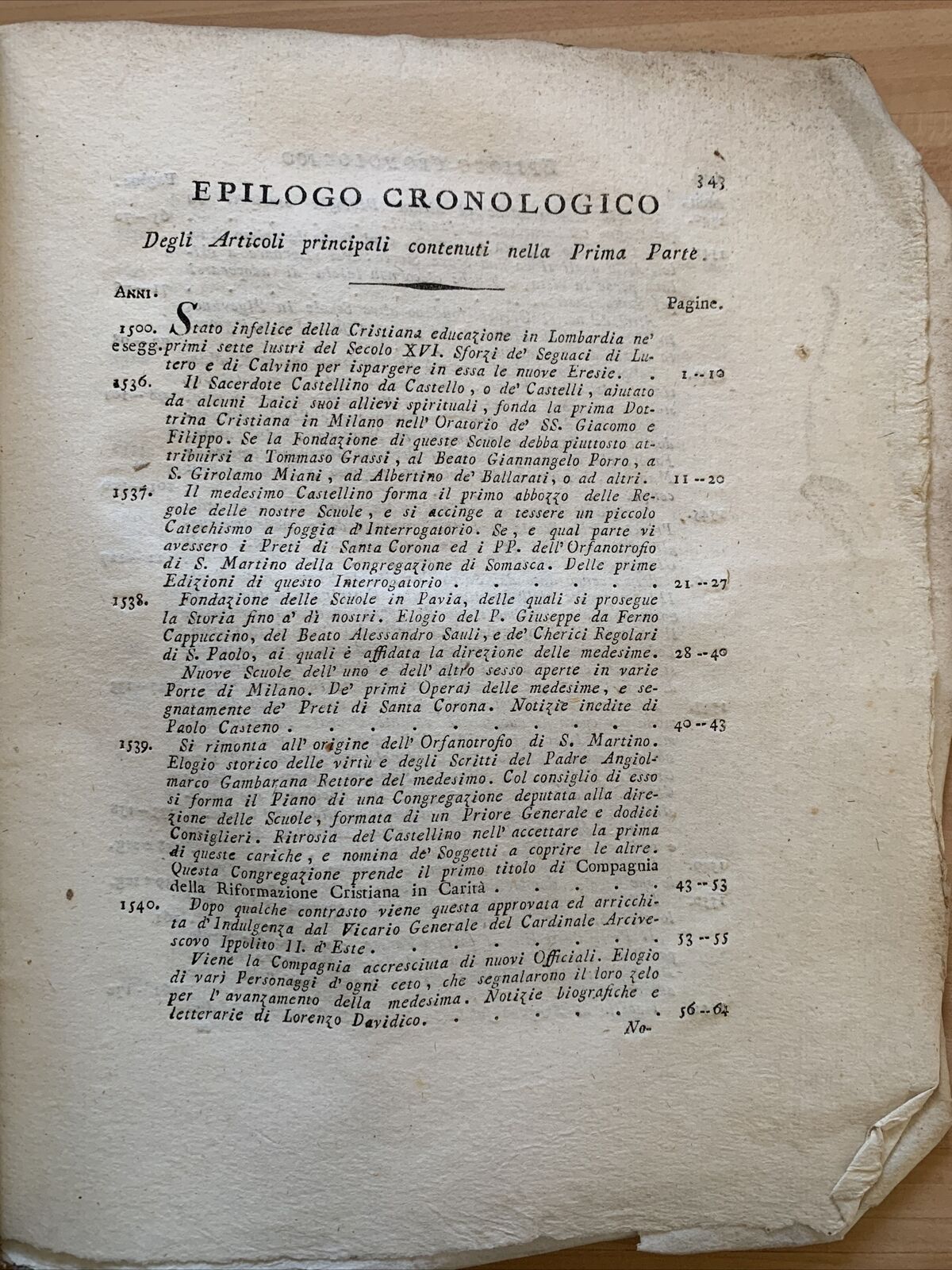 ISTORIA DELLE SCUOLE DOTTRINA CRISTIANA, Giambatista Castiglione PARTE PRIMA1800