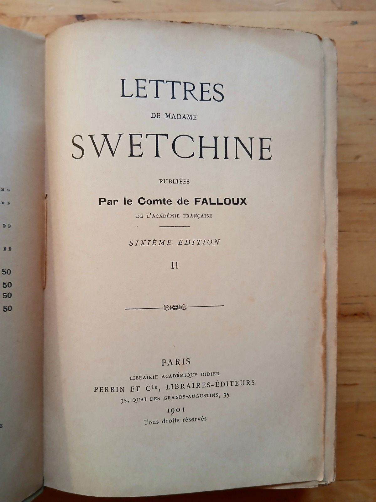 Lettres de Madame Swetchine comte de Falloux II - Perrin et Cie 1901