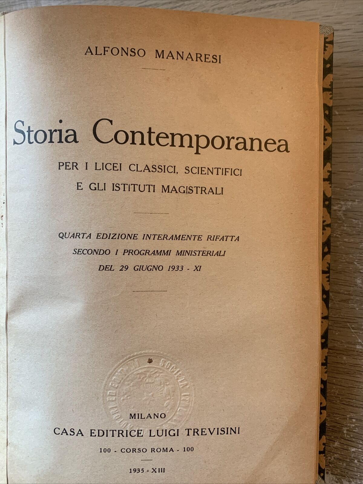 STORIA MODERNA MEDIOEVALE CONTEMPORANEA. MANARESI ALFONSO 1935