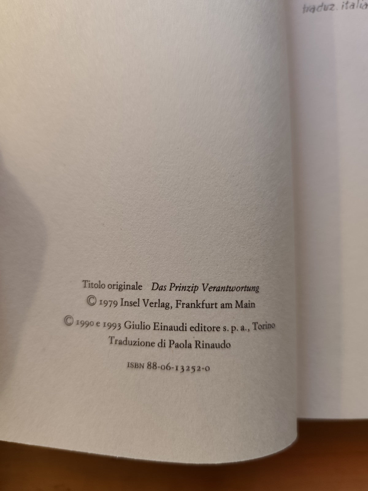 Il principio responsabilità - Jonas, Einaudi Paperbacks filosofia 1993