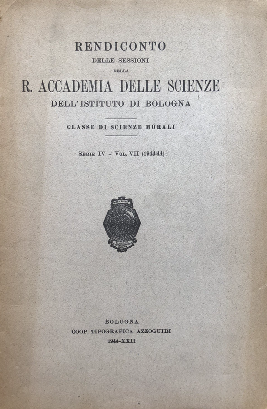 Rendiconto delle sessioni accademia delle scienze Bologna, Scienze Morali 1944