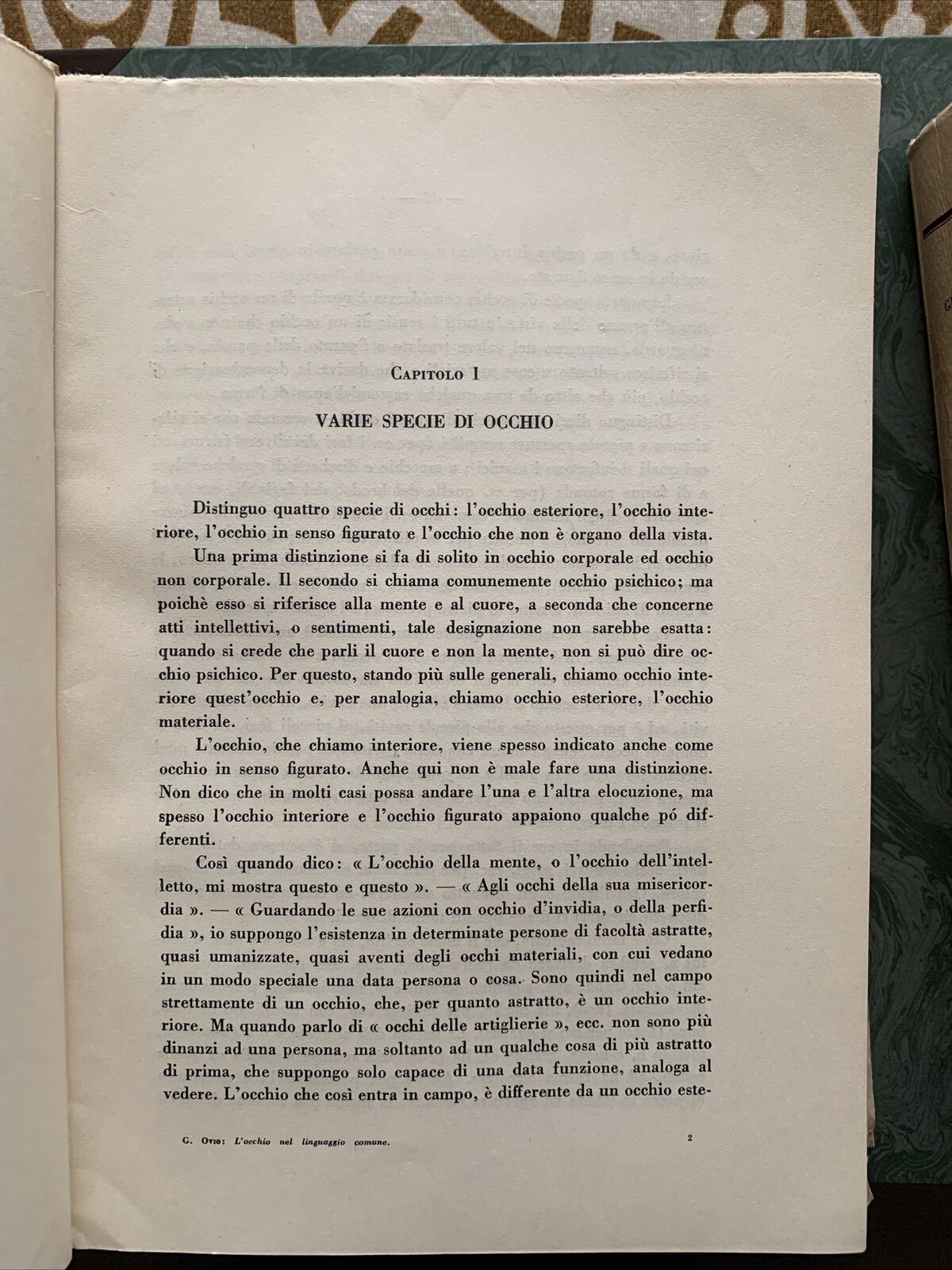 L'OCCHIO NEL LINGUAGGIO COMUNE - GIUSEPPE OVIO. 2 volumi 1941 #