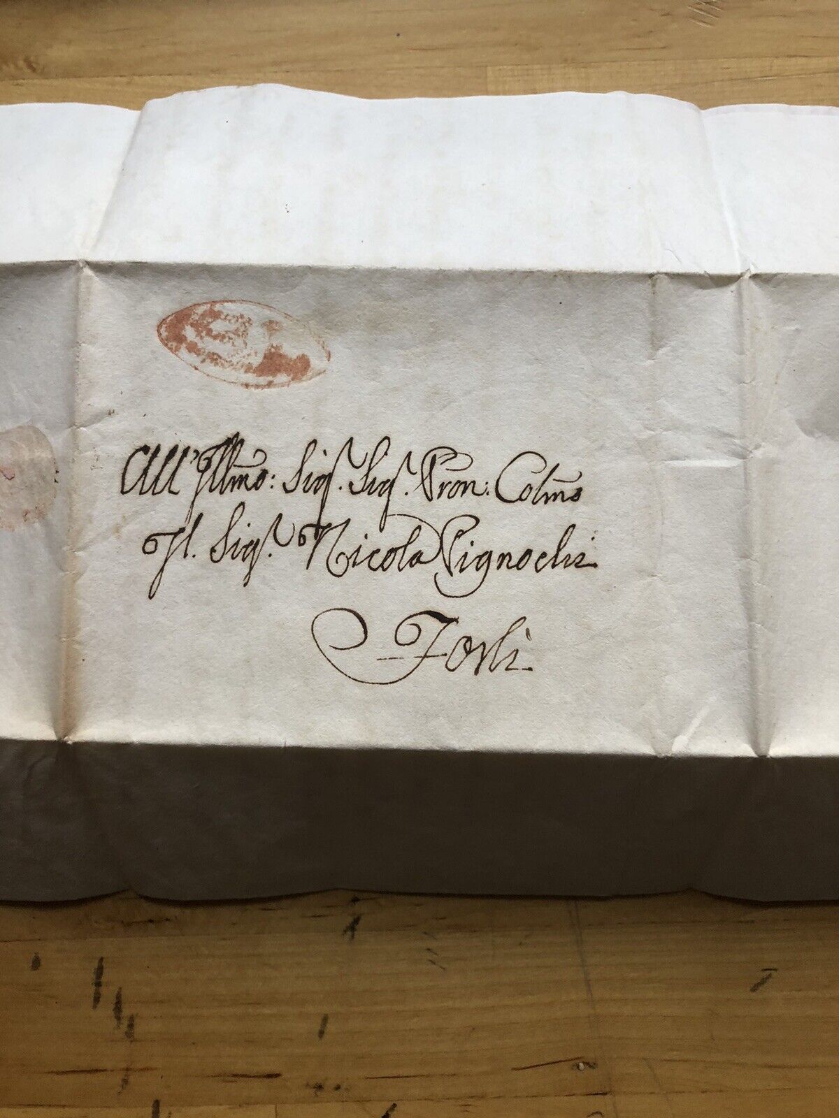 Documento manoscritto 1825 città di Forlì