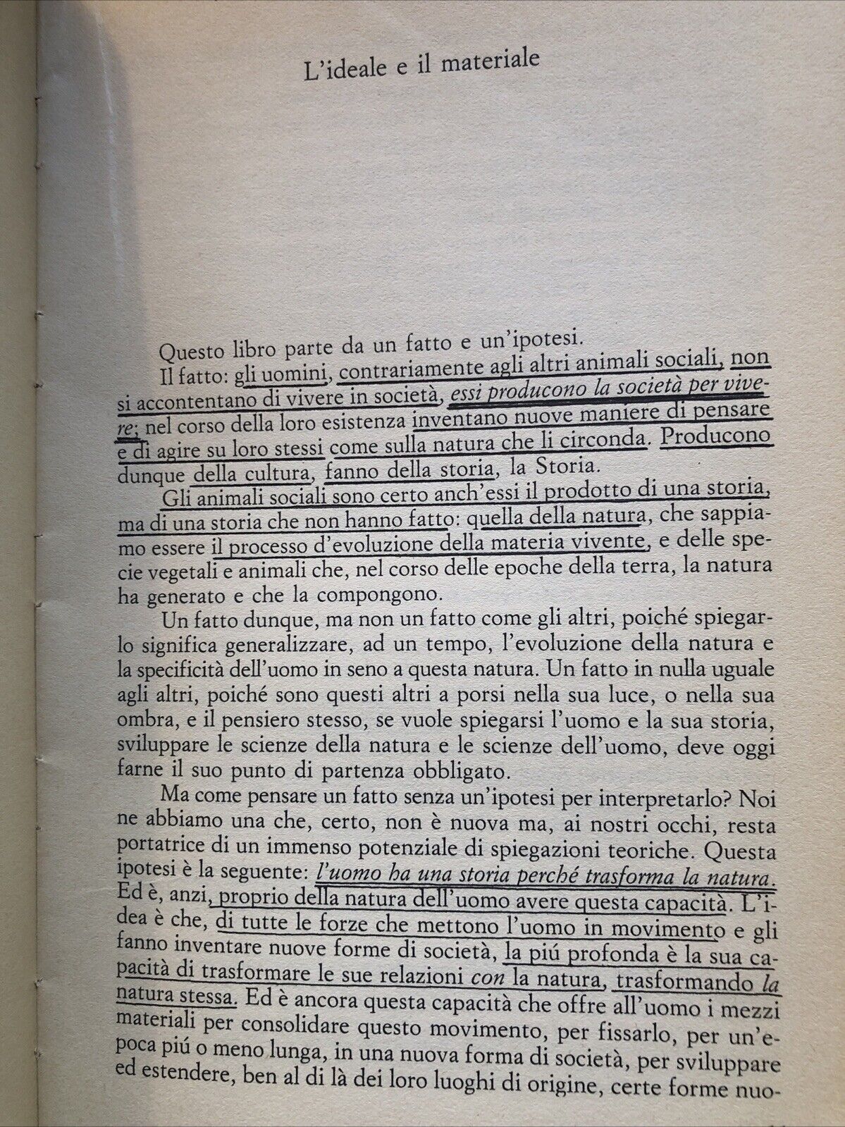 L'ideale e il materiale, Maurice Godelier - Editori Riuniti 1985 **sottolineato*