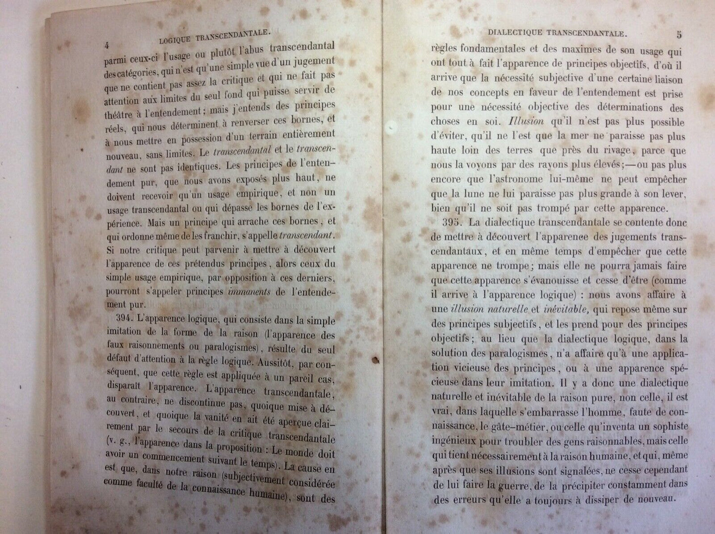 CRITIQUE DE LA RAISON PURE, KANT, LADRANGE, 1864 tome second, traduit par Tissot
