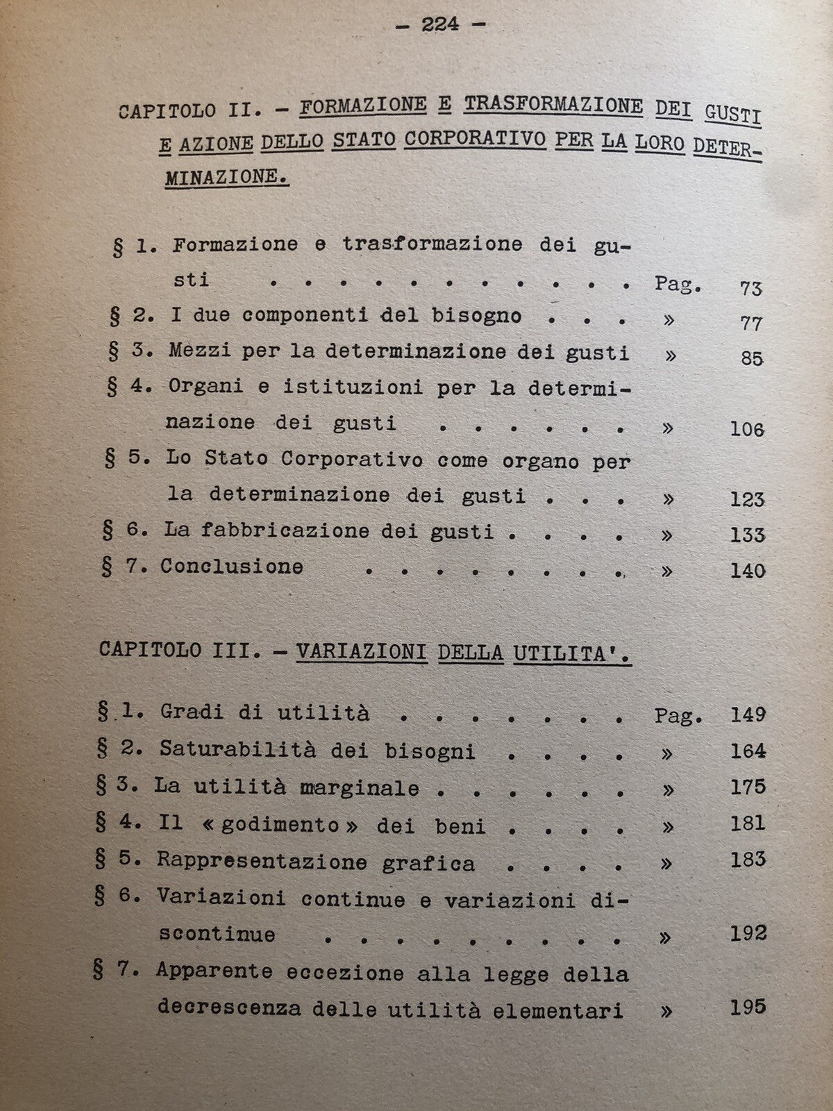 Lezioni di Economia Politica Corporativa Utilità e beni, Giappichelli ed. 1942