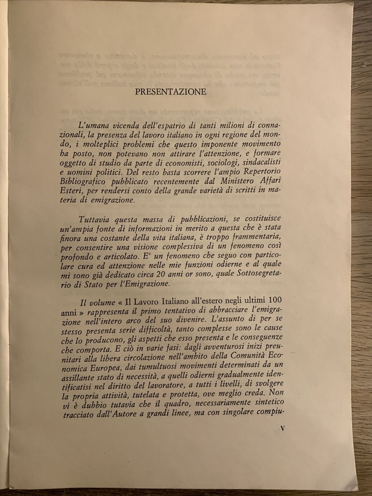 IL LAVORO ITALIANO ALL'ESTERO NEGLI ULTIMI CENTO ANNI. VITTORIO BRIANI 1970