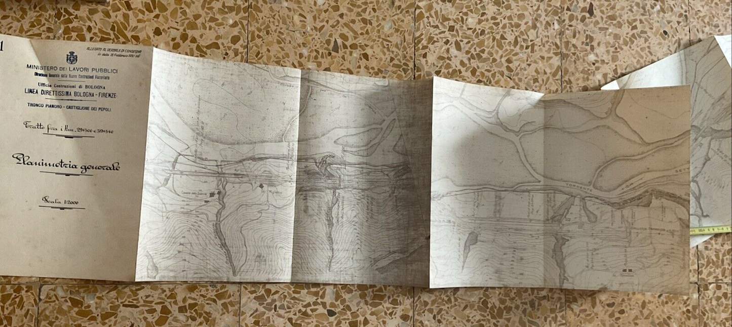 FERROVIE linea Bologna Firenze, Pianoro Castiglione dei Pepoli, planimetria 1930