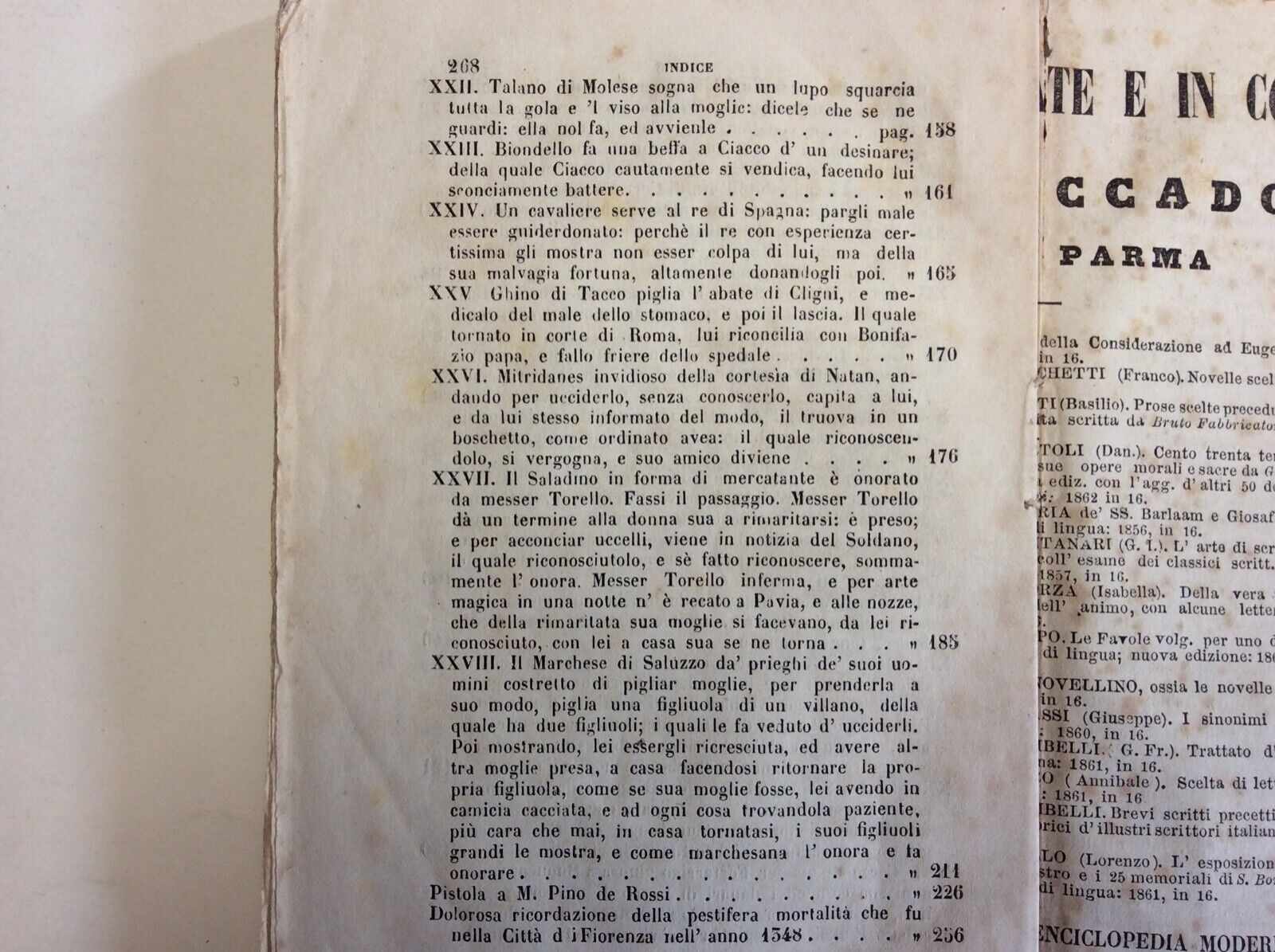 GIOVANNI BOCCACCIO NOVELLE, FIACCADORI PARMA, 1868