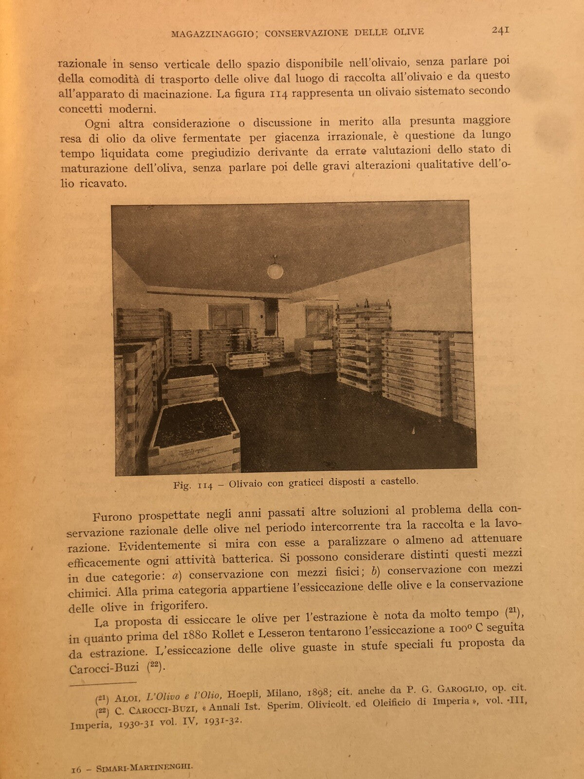 Olivicoltura e oleificio R. F. Simari, G. B. Martinenghi, Hoepli illustrato 1950