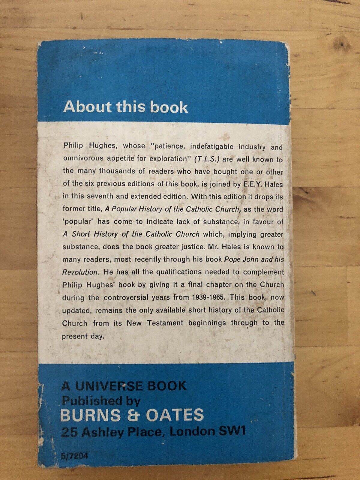 A SHORT HISTORY OF THE CATOLIC CHURCH - PHILIP HUGHES, 1967