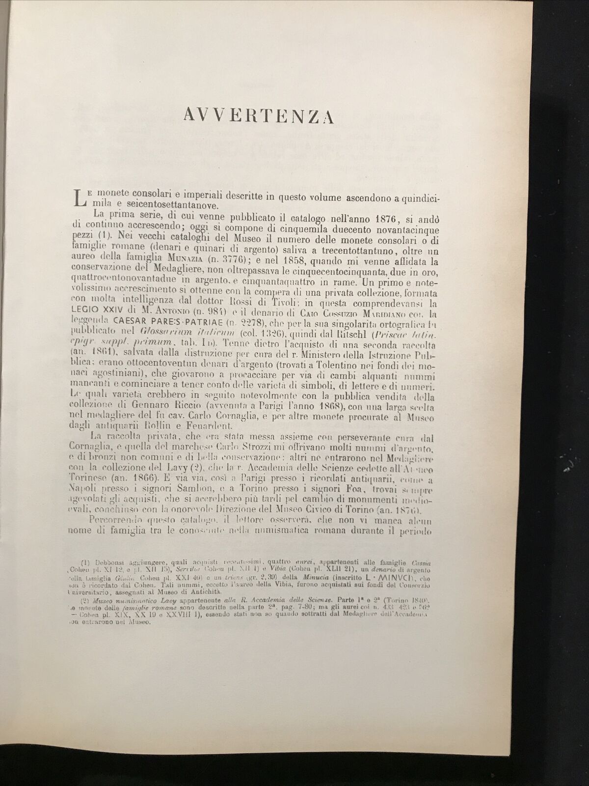 REGIO MUSEO DI TORINO - MONETE CONSOLARI E IMPERIALI, A. Fabretti, F. Rossi #