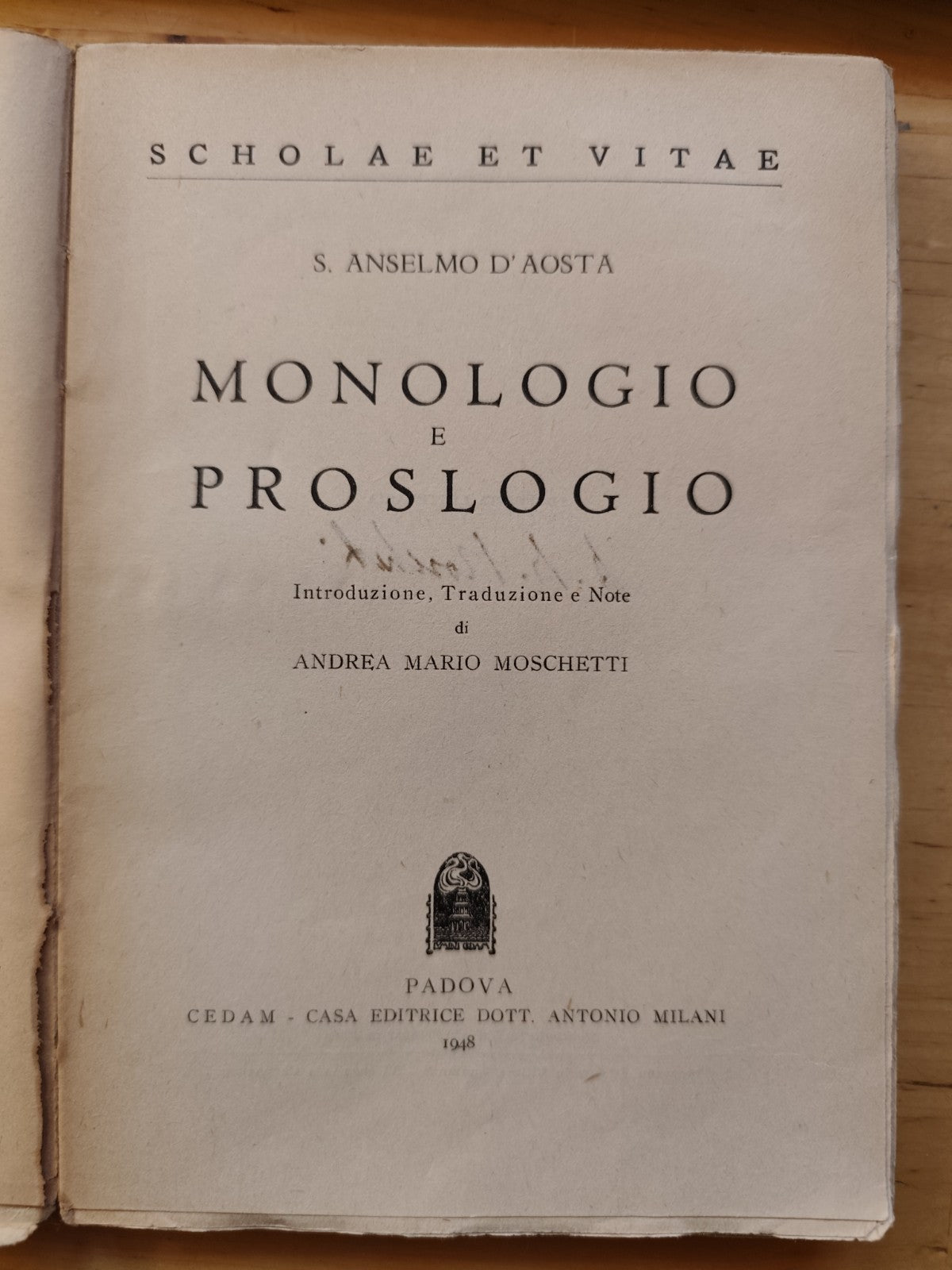 Monologio e proslogio S. Anselmo D'Aosta, Cedam 1948
