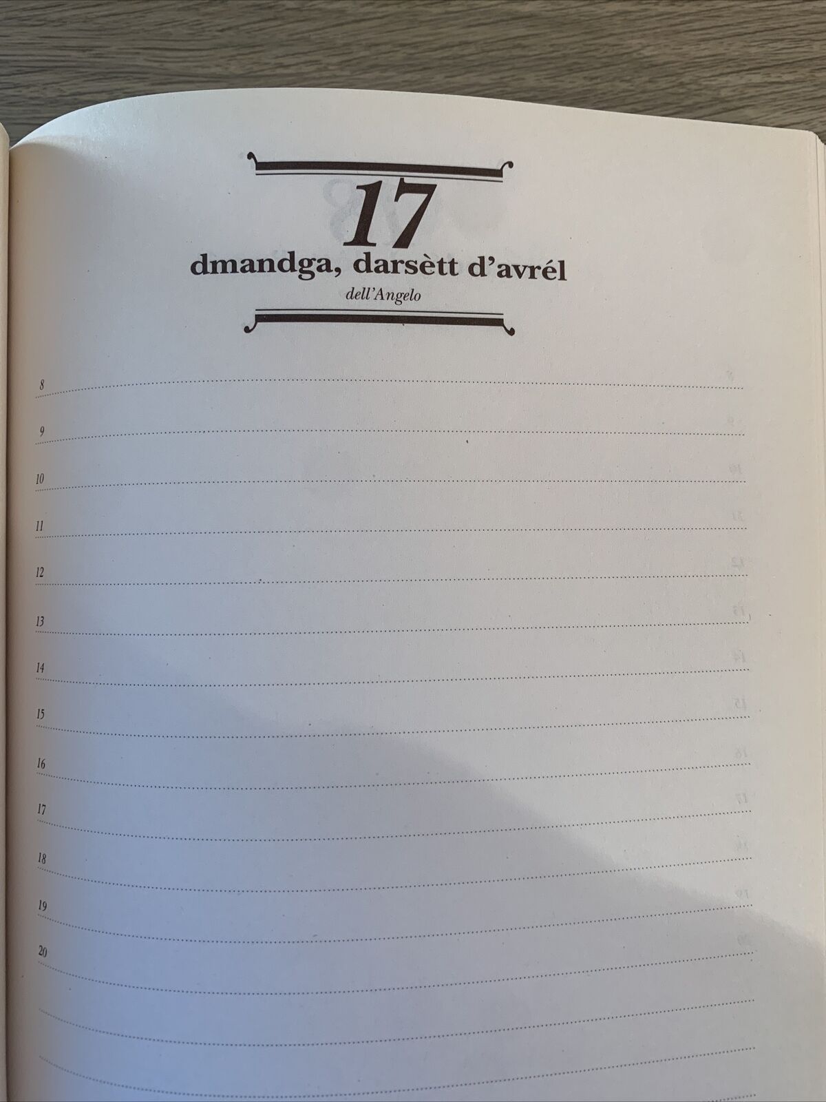 Al liber ed quall ch'pega l'oli. Agenda 1995 Bologna (non usata)