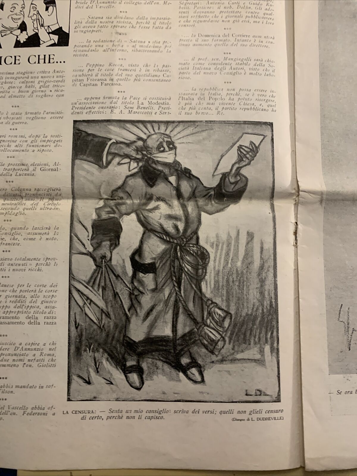 SATANA beffa settimanale di tutti i colori. Anno 1. numero 9. Giugno 1919