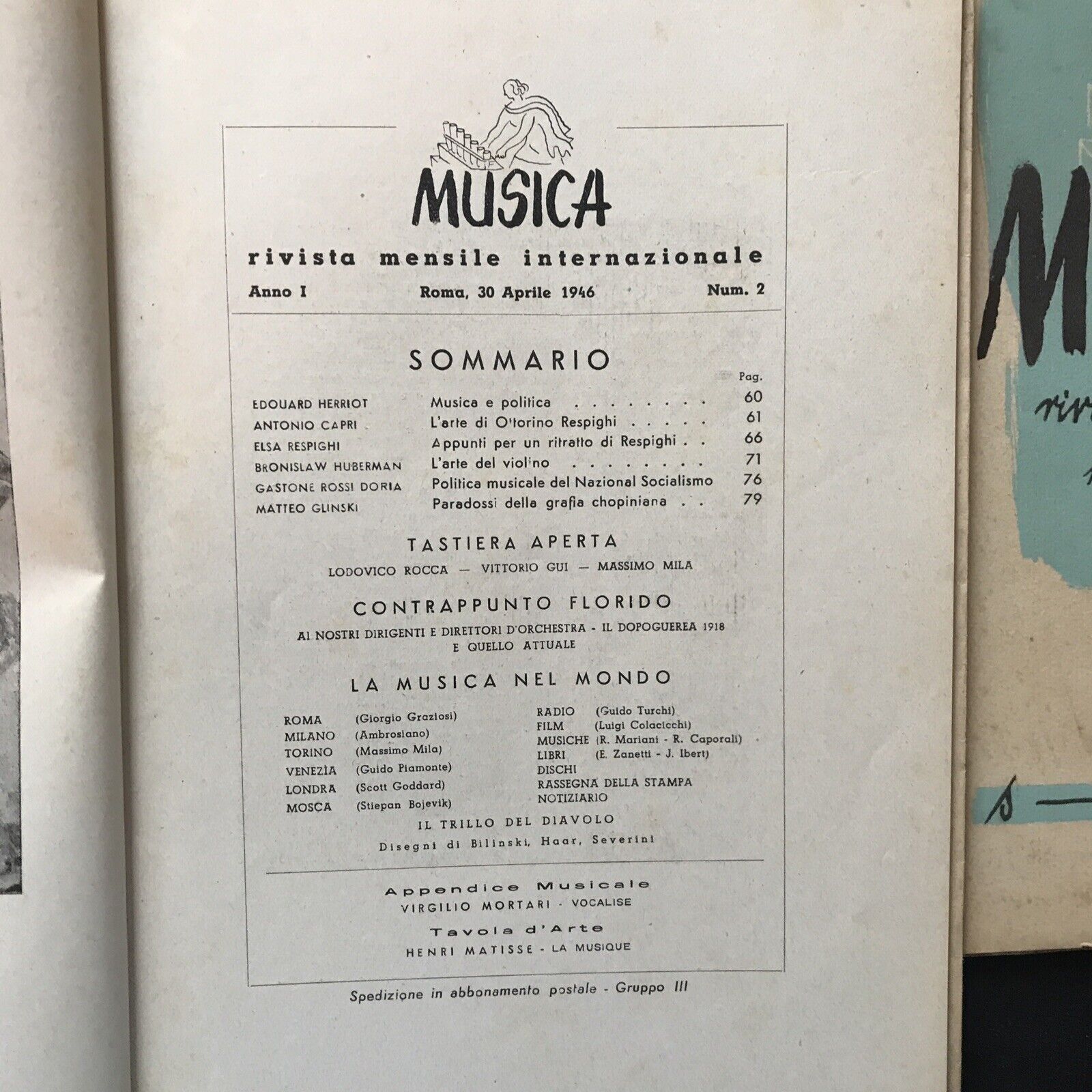 GLINSKI MATTEO - MUSICA rivista internazionale 1946 - 3 VOLUMI