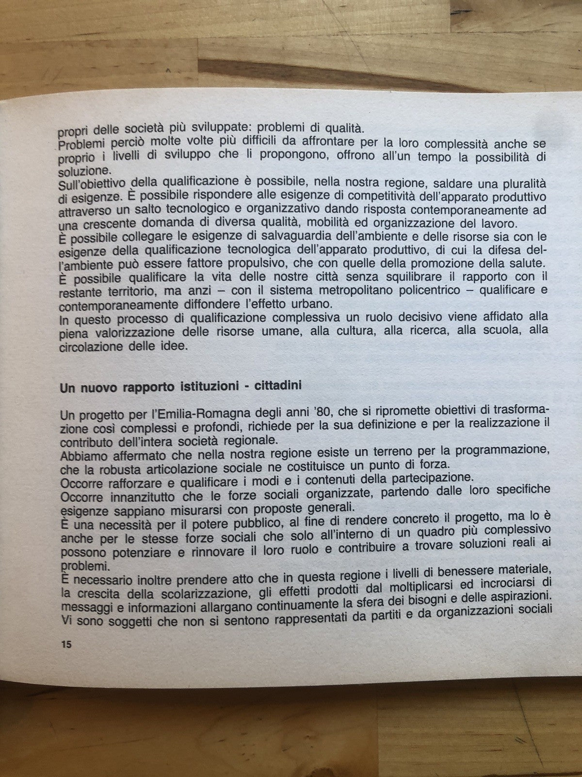 Linee per il quadro di riferimento del programma regionale di sviluppo 1982-'85