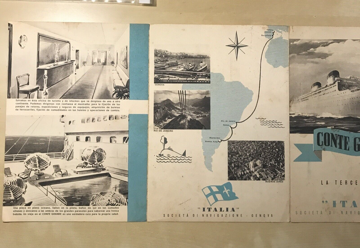 Conte Grande Società di Navigazione - Brochure Opuscolo  pubblicità Vintage