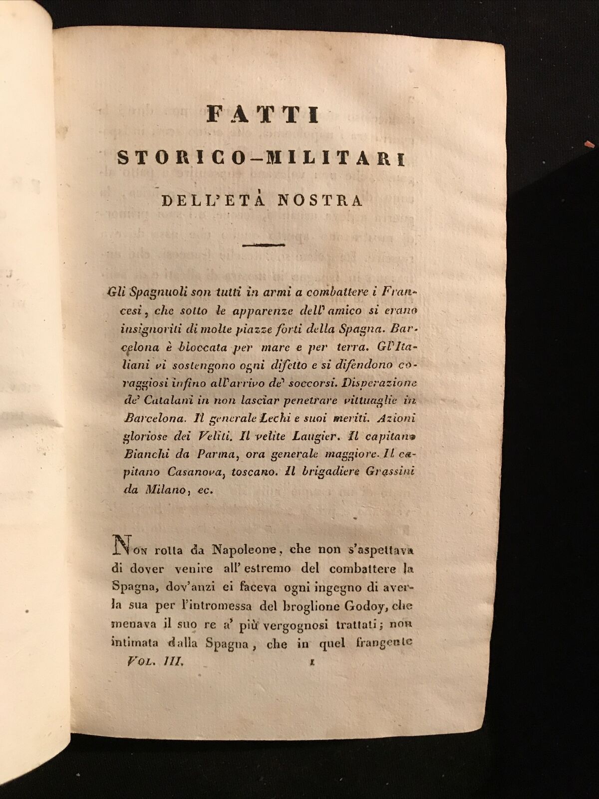FATTI STORICO-MILITARI dell'età nostra, Antonio Lissoni, 5 vol. 1837-38-39-40-43