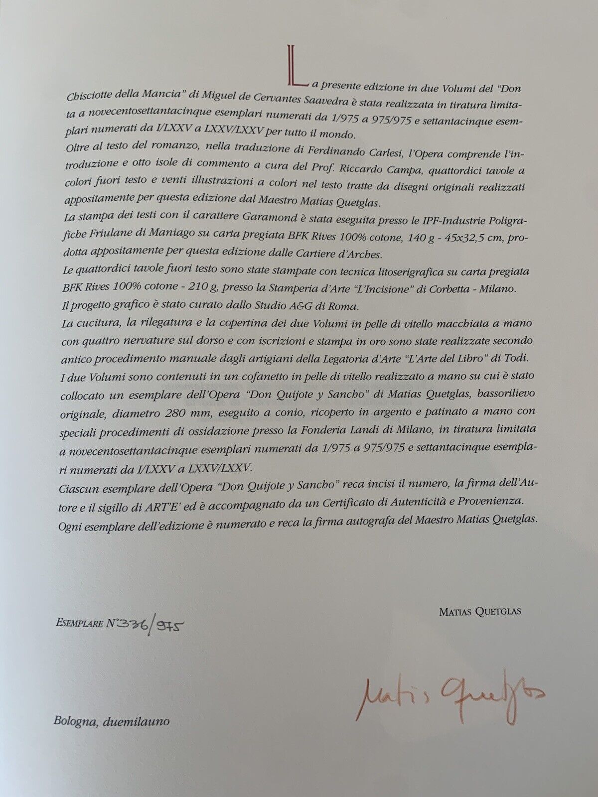 Don Chisciotte della Mancia, Art'e' edizione Lusso, Matias Quetglas, Cervantes