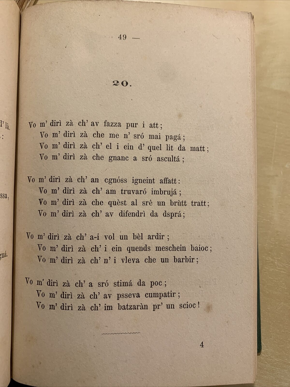 POESÍ IN DIALÈTT BULGNÈIS - Jusfein Barigazz 1875