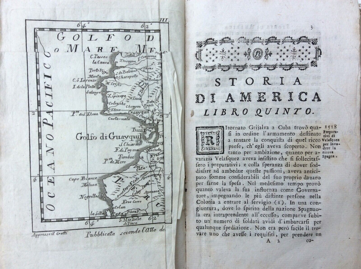STORIA DI AMERICA, GUGLIELMO ROBERTSON, presso GIOVANNI GATTI, VENEZIA 1778