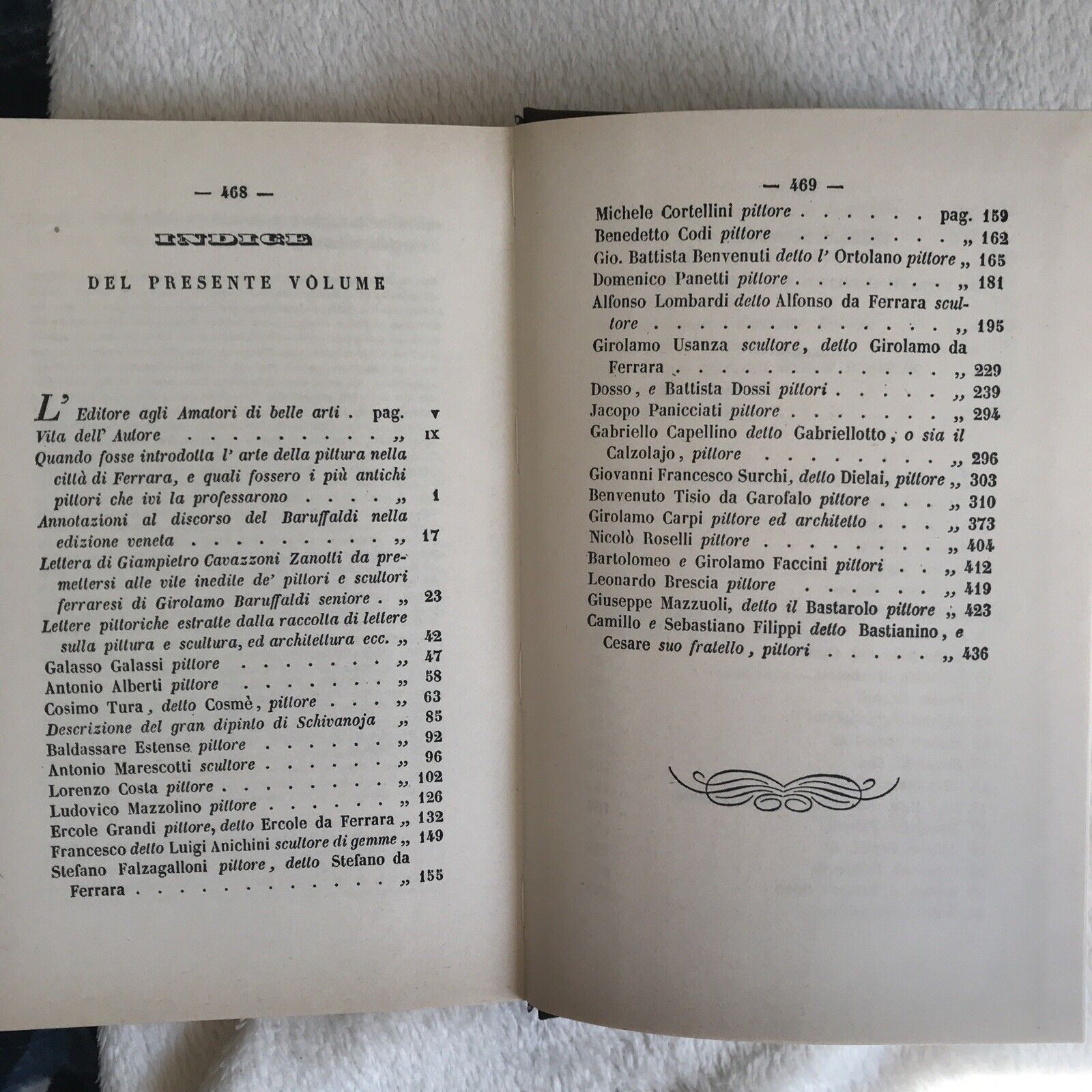 VITE DE' PITTORI E SCULTORI FERRARESI, Baruffaldi Girolamo, A. Forni ed. 2 VOLUM