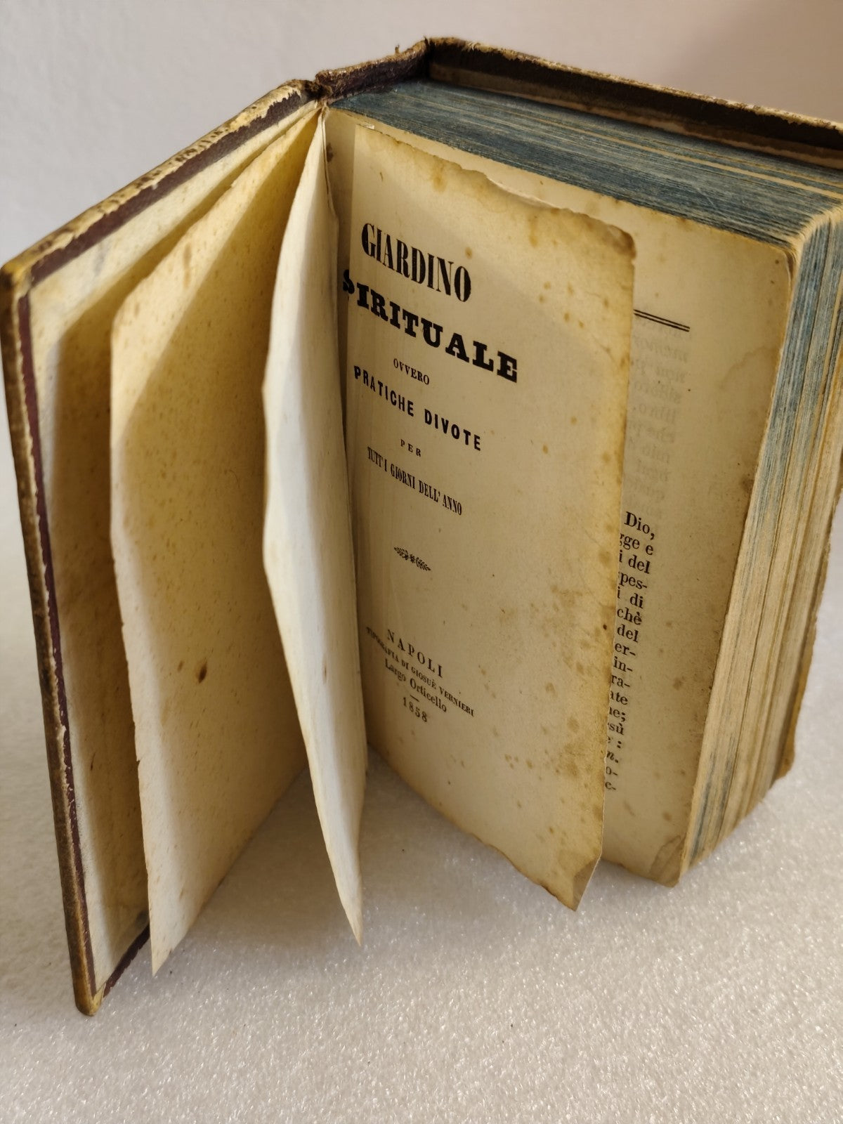 Giardino spirituale ovvero pratiche divote, Napoli 1858 Tipografia Vernieri
