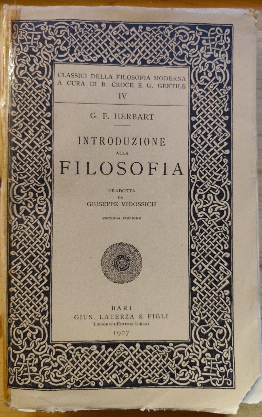 Introduzione alla Filosofia G. F. Herbart - Laterza 1927