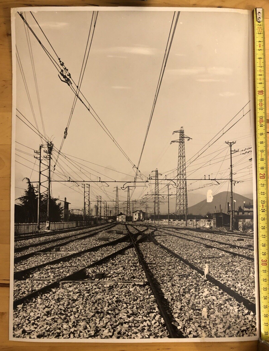 FERROVIE - fotografia antica 40x30cm, (linea direttissima Bologna Firenze?)