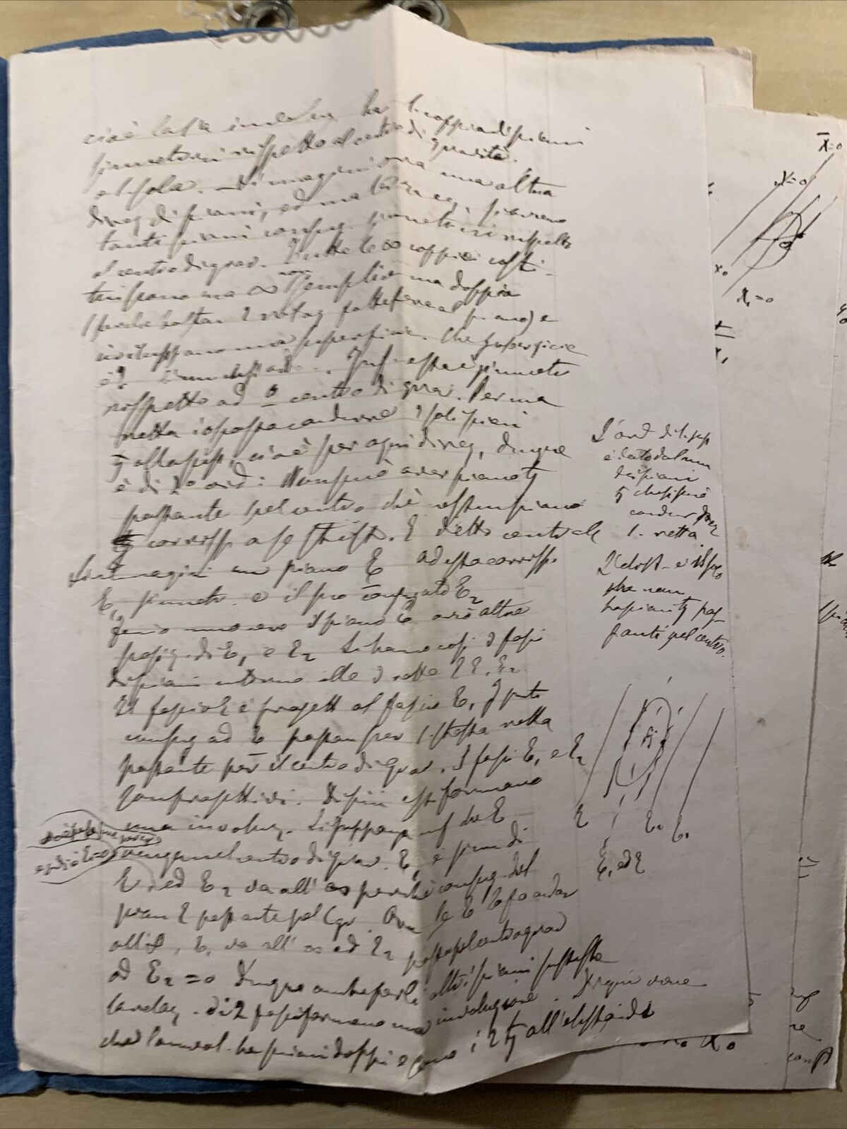Antico Manoscritto Università di Pavia 1876 STATICA GRAFICA scritto da studente#