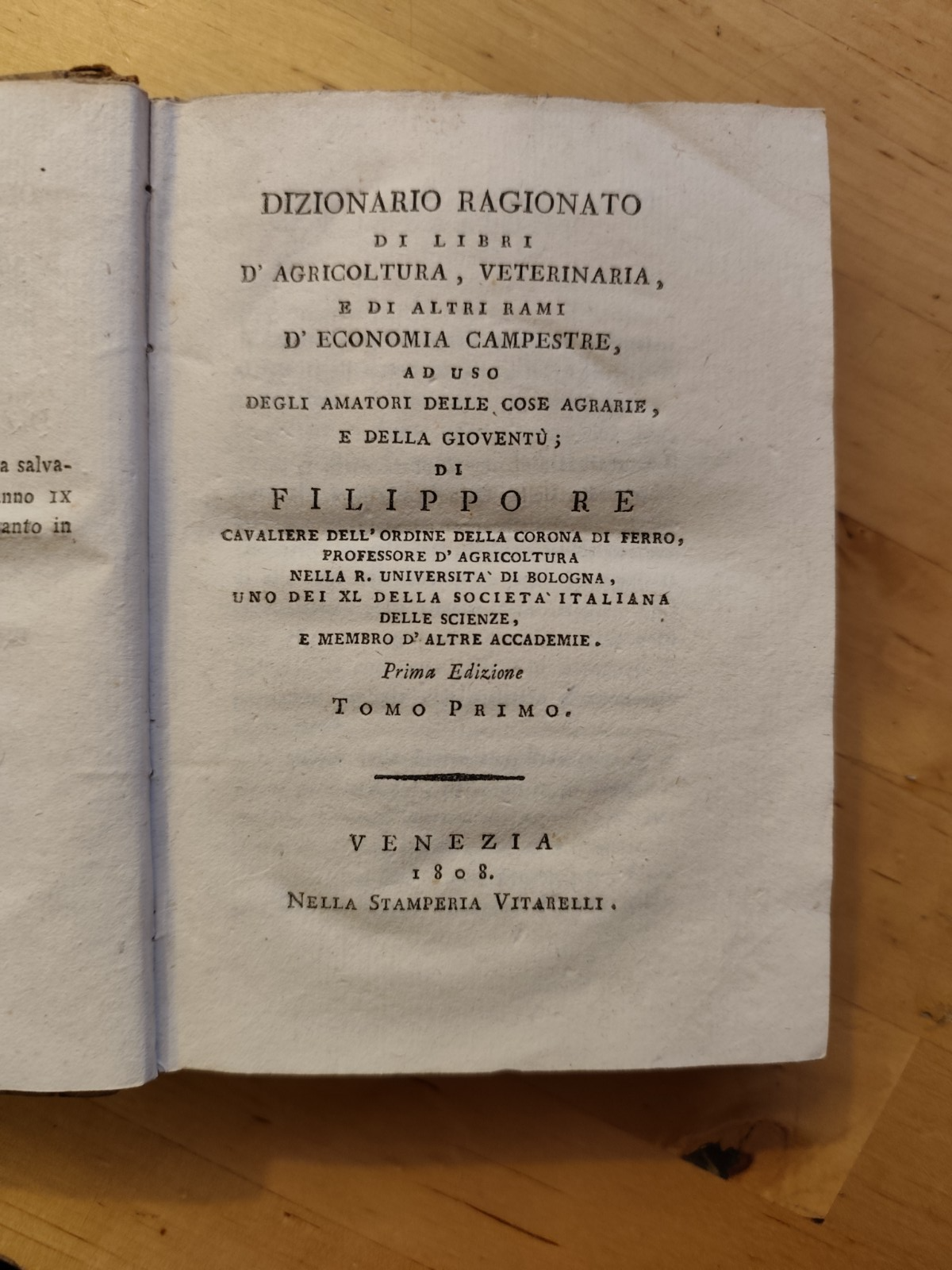 Dizionario Ragionato d'agricoltura veterinaria econom campestre. Filippo Re 1808